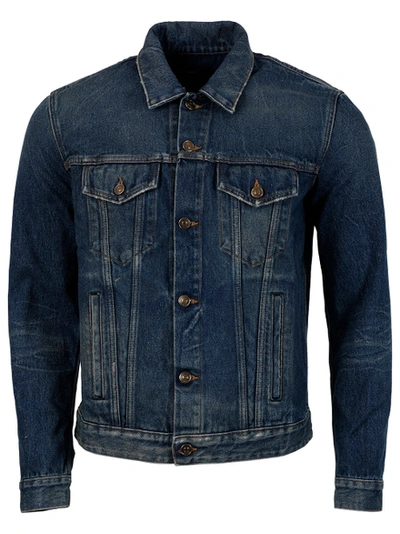 Shop Alanui The Monument Valley Horse Denim Jacket, Deep Blue