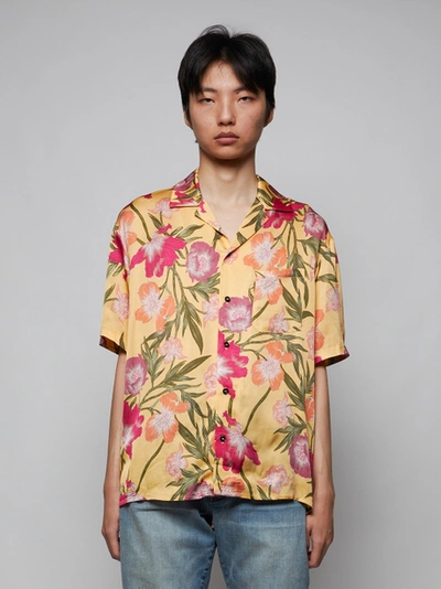 Shop Garcons Infideles Hawaiian Botanical Print Short Sleeve Shirt, Yellow