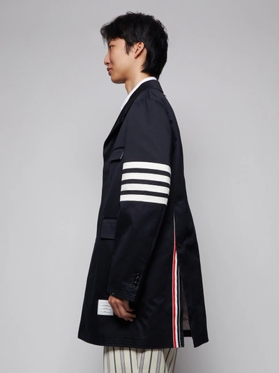 Shop Thom Browne Unconstructed 4-bar Stripe Classic Chesterfield Overcoat