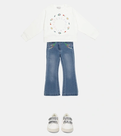 Shop Stella Mccartney Embroidered Cotton Sweatshirt In 白色