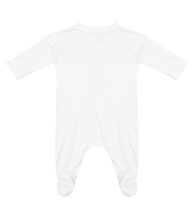 Shop Burberry Baby Thomas Bear Cotton Onesie In 白色
