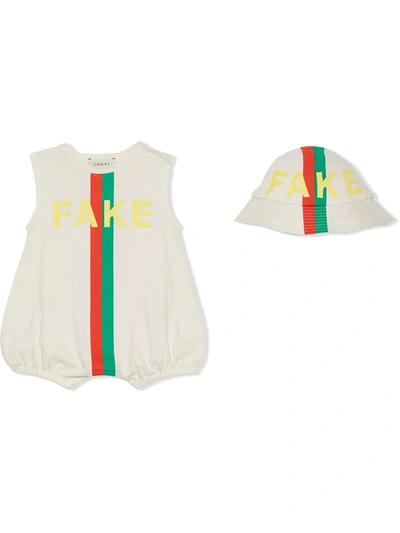 Shop Gucci Fake/not Babygrow Set In White