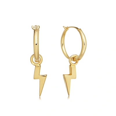 Shop Missoma Lightning Charm 18kt Gold Vermeil Hoop Earrings In Gunmetal