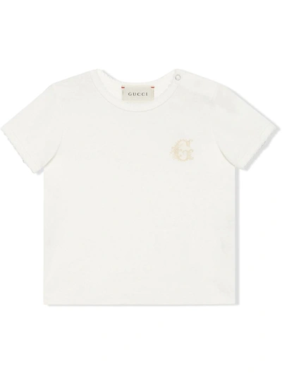 Shop Gucci Embroidered Motif T-shirt In White
