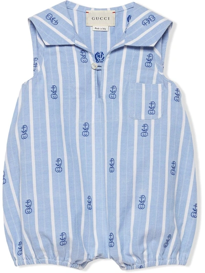 Shop Gucci Anchor Logo Striped Body In Blue