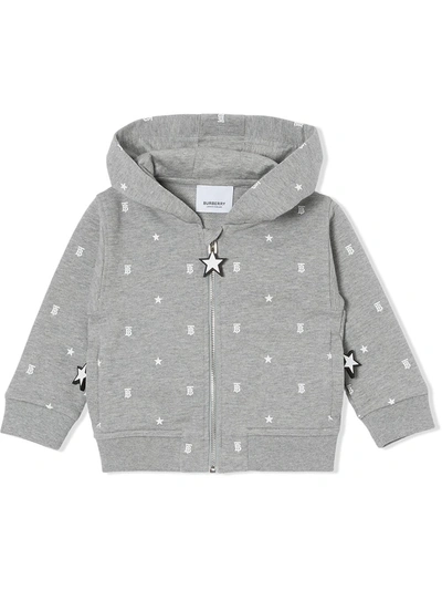 Shop Burberry Star And Monogram Hoodie In Grey