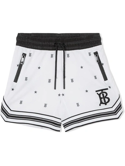 Shop Burberry Star And Monogram Mesh Shorts In Black
