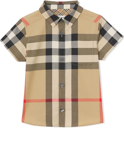 Shop Burberry Check-print Cotton Shirt In Neutrals