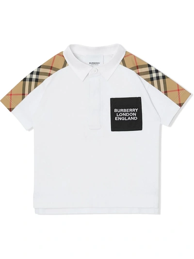 Shop Burberry Vintage-check Panel Polo Shirt In White