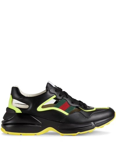 Shop Gucci Rhyton Cutout Sneakers In Black