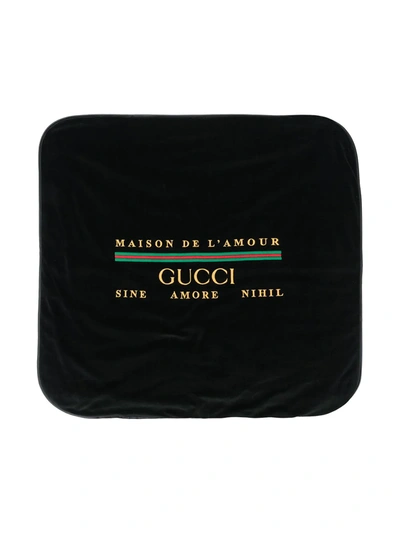 Shop Gucci Maison De L'amour Web Logo Blanket In Black