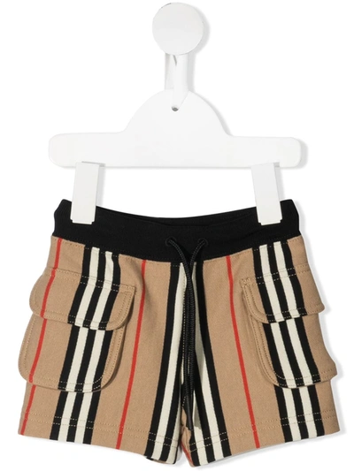 Shop Burberry Icon Stripe-print Cotton Shorts In Neutrals