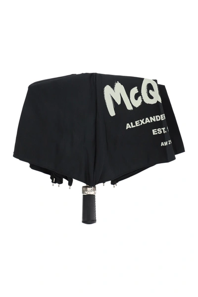 Shop Alexander Mcqueen Graffiti Logo Folding Umbrella In Mixed Colours