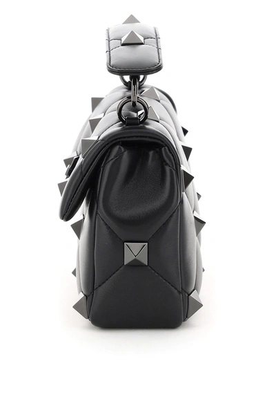 Shop Valentino Garavani Roman Stud The Shoulder Bag Medium In Black