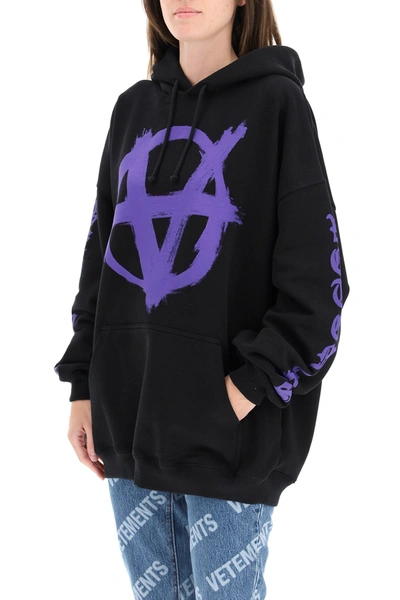 Shop Vetements Anarchy Gothic Logo Hoodie In Mixed Colours