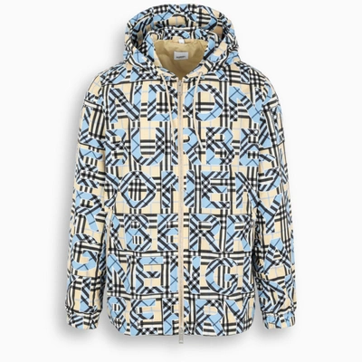 Shop Burberry Logo-pattern Hooded Jacket In Blue