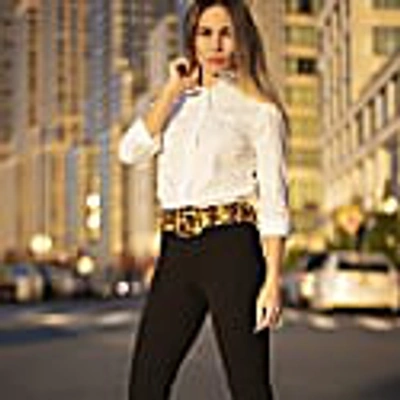 Beltbe Square Buckle Belt - Caramel Leopard In Buckle