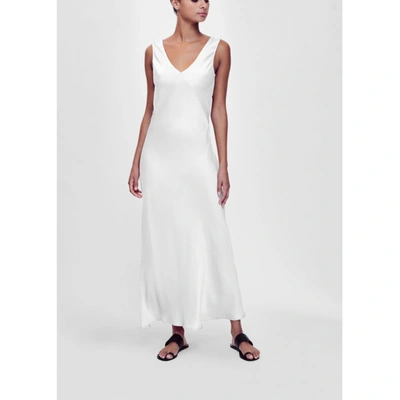 Shop Asceno Bordeaux Ivory Silk Slip Dress In White