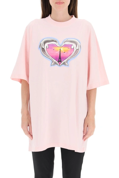 Shop Vetements Dolphins Print T-shirt Heart Logo In Mixed Colours