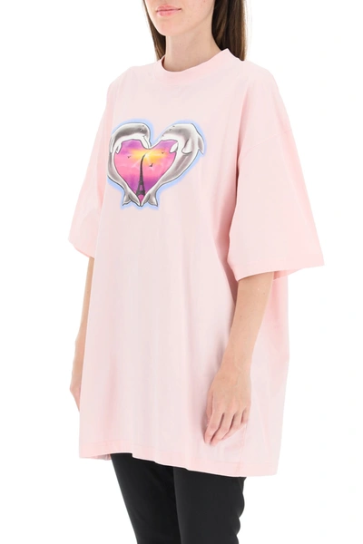 Shop Vetements Dolphins Print T-shirt Heart Logo In Mixed Colours
