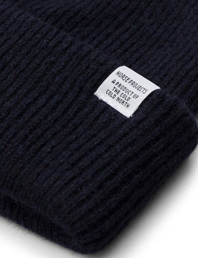 Shop Norse Projects Beanie Hat Brushed (wool) In Navy Blue