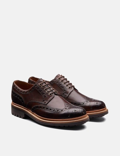 Shop Grenson Archie Brogue Shoes In Dark Brown