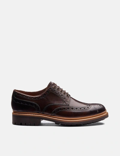 Shop Grenson Archie Brogue Shoes In Dark Brown