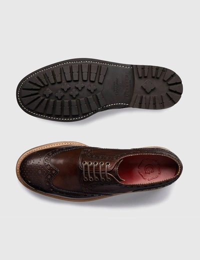 Shop Grenson Archie Brogue Shoes In Dark Brown