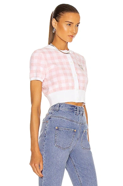 Shop Alexander Wang T Towel Cropped Gingham Cardigan In Cradle Pink & White