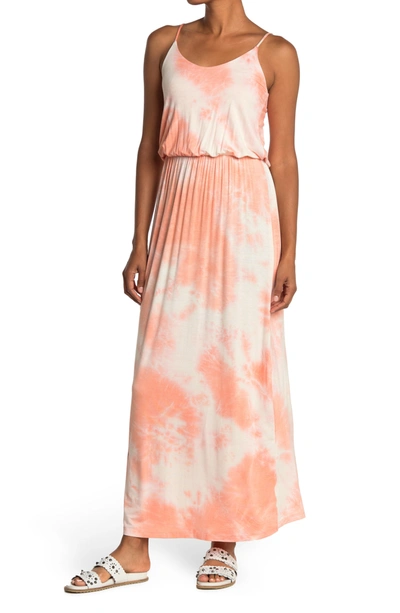 Shop Lush Knit Maxi Dress In Coral Tie Dye
