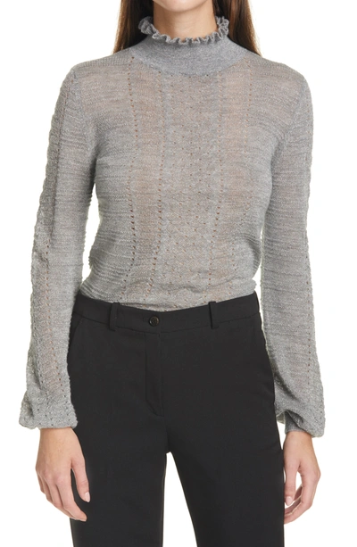 Shop Autumn Cashmere Shimmer Cashmere Blend Turtleneck Sweater In Stainless Steel