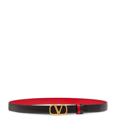 Shop Valentino Garavani Reversible Leather Vlogo Belt In Black