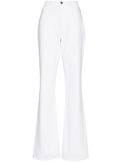 Shop Raf Simons Flared High-waisted Jeans In Weiss