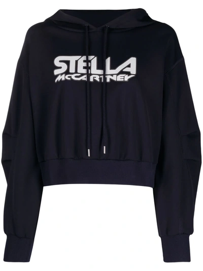 Shop Stella Mccartney Logo-print Scuba Hoodie In Blau