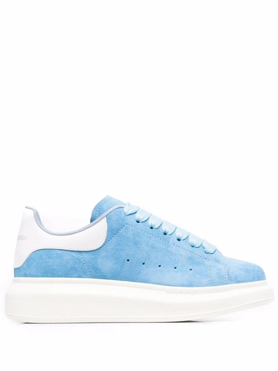 Shop Alexander Mcqueen Oversized Suede Sneakers In Blau