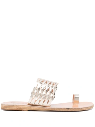 Shop Ancient Greek Sandals Metallic-effect Leather Mules In Gold