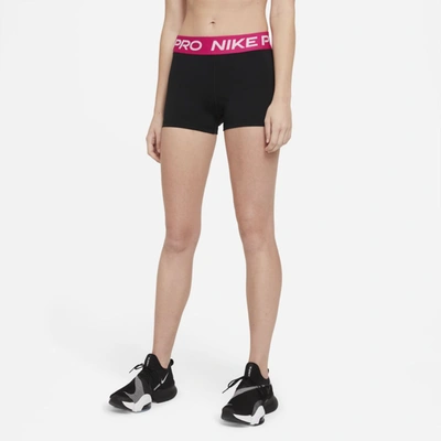 Shop Nike Pro Women's 3" Shorts In Black,fireberry,white