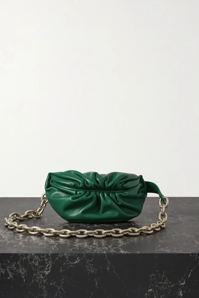 BOTTEGA VENETA Belt Chain Pouch in Green Leather