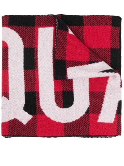Shop Dsquared2 Patterned Intarsia-knit Scarf In Rot