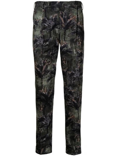 Shop Pt01 Tropical Forest Print Trousers In Grün