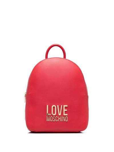Shop Love Moschino Logo-plaque Backpack In Rot