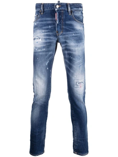 Shop Dsquared2 Distressed-effect Skinny Jeans In Blau