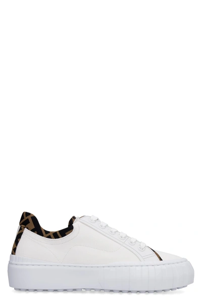 Shop Fendi Force Canvas Sneakers In White