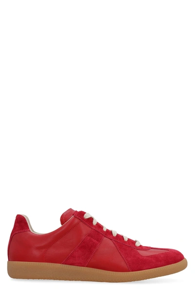 Shop Maison Margiela Replica Leather Low-top Sneakers In Red