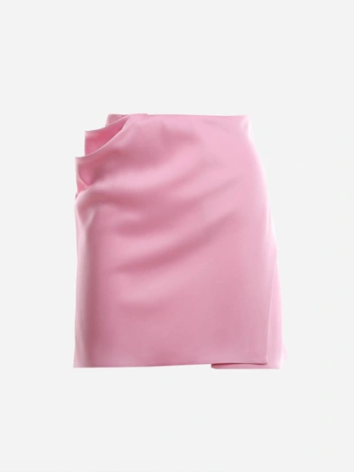 Shop Versace Mini Skirt With Draped Cut And Medusa Detail In Pink