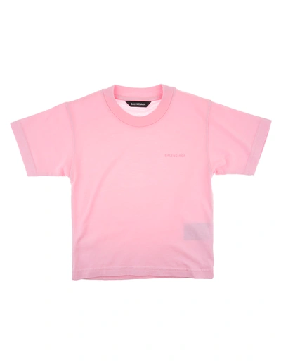 Shop Balenciaga Unisex Kid Pink  T-shirt