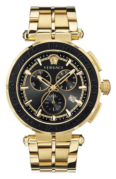 Shop Versace Greca Bracelet Watch, 45mm In Yellow Gold/ Black