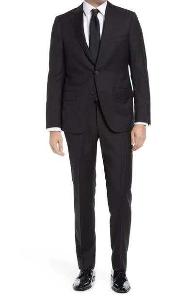 Hickey Freeman Classic B Fit Solid Loro Piana Wool Suit In Black