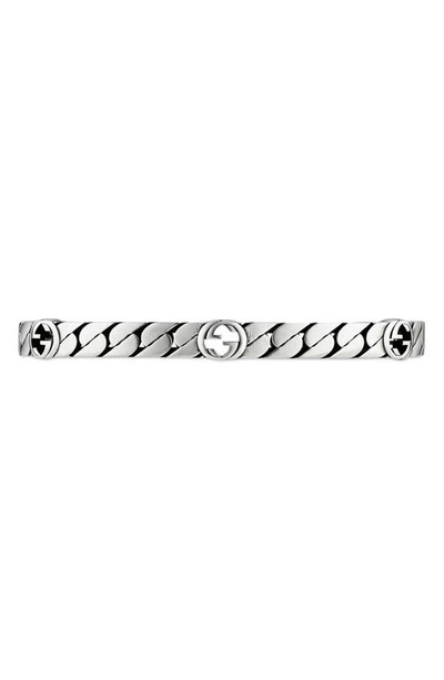 Shop Gucci Interlocking-g Cuff Bracelet In Silver