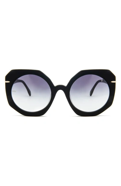 Shop Mita Sole 54mm Gradient Sunglasses In Shiny Black/ Gradient Smoke